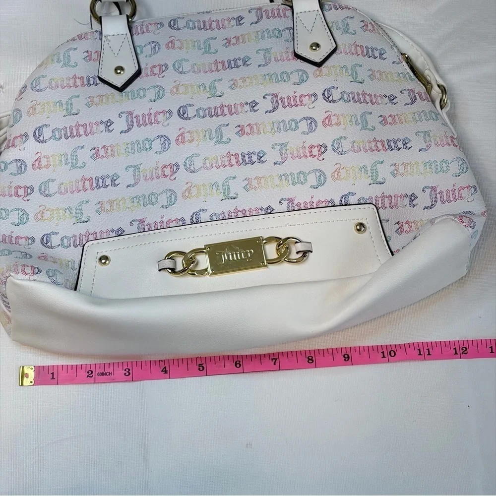 Juicy Couture White Satchel with Colorful Logo